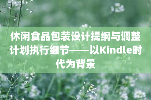 休闲食品包装设计提纲与调整计划执行细节——以Kindle时代为背景