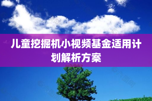 儿童挖掘机小视频基金适用计划解析方案