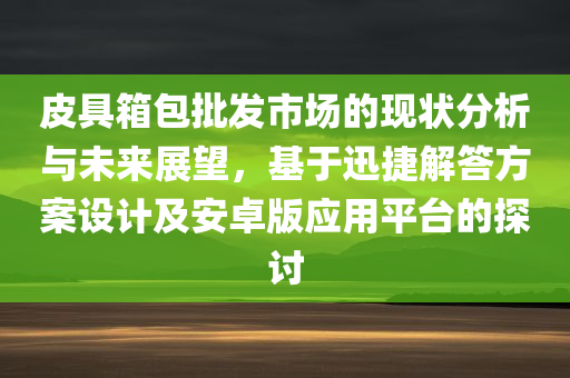 皮具箱包批发市场的现状分析与未来展望，基于迅捷解答方案设计及安卓版应用平台的探讨