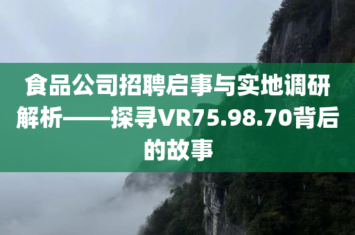 食品公司招聘启事与实地调研解析——探寻VR75.98.70背后的故事