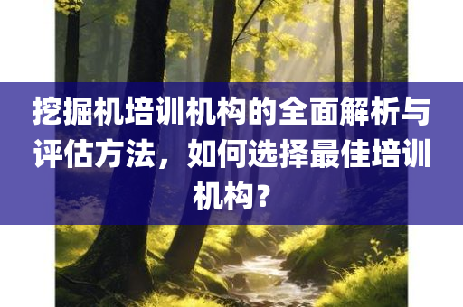 挖掘机培训机构的全面解析与评估方法，如何选择最佳培训机构？