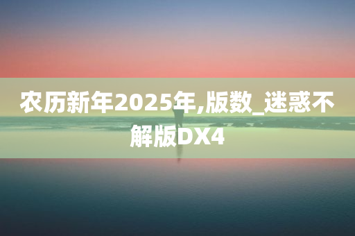 农历新年2025年,版数_迷惑不解版DX4