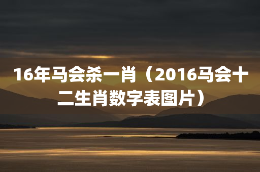 16年马会杀一肖（2016马会十二生肖数字表图片）