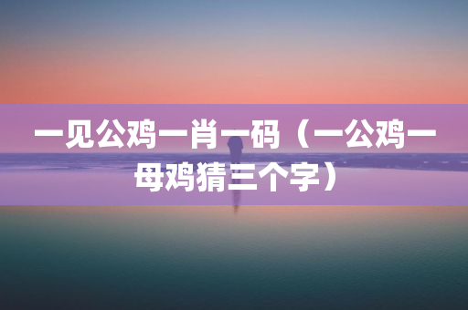 一见公鸡一肖一码（一公鸡一母鸡猜三个字）