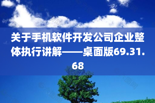 关于手机软件开发公司企业整体执行讲解——桌面版69.31.68