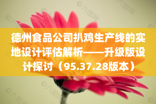 德州食品公司扒鸡生产线的实地设计评估解析——升级版设计探讨（95.37.28版本）