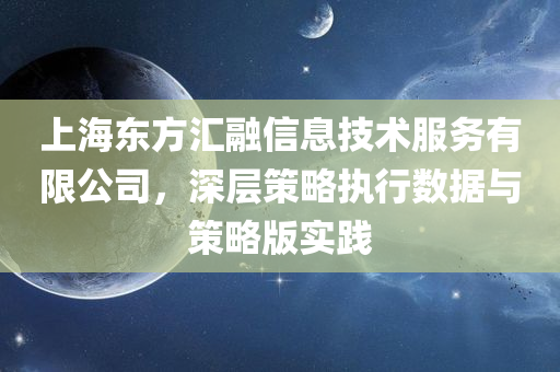 上海东方汇融信息技术服务有限公司，深层策略执行数据与策略版实践