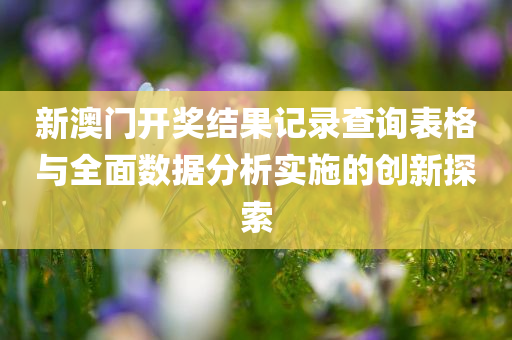 新澳门开奖结果记录查询表格与全面数据分析实施的创新探索