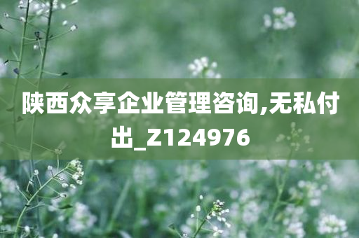 陕西众享企业管理咨询,无私付出_Z124976