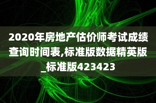 2020年房地产估价师考试成绩查询时间表,标准版数据精英版_标准版423423