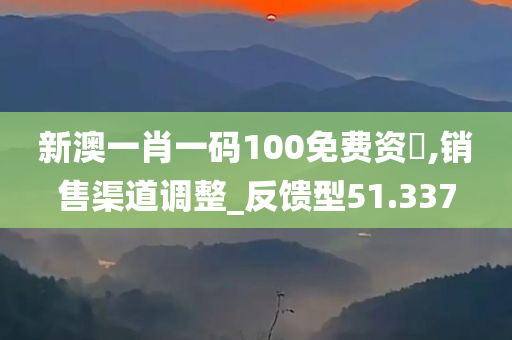 新澳一肖一码100免费资枓,销售渠道调整_反馈型51.337