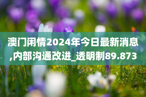 澳门闲情2024年今日最新消息,内部沟通改进_透明制89.873