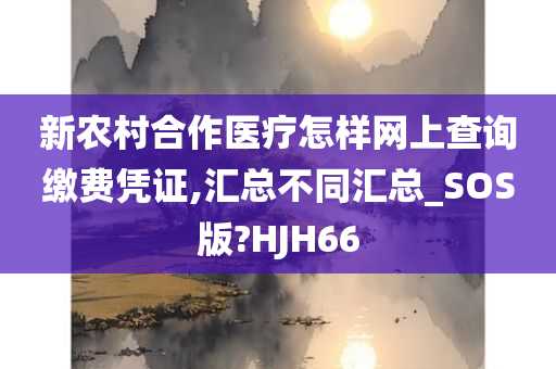 新农村合作医疗怎样网上查询缴费凭证,汇总不同汇总_SOS版?HJH66