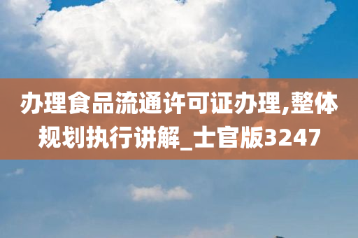 办理食品流通许可证办理,整体规划执行讲解_士官版3247