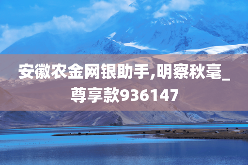 安徽农金网银助手,明察秋毫_尊享款936147