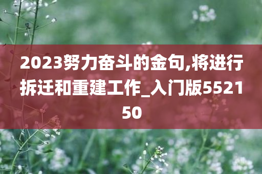 2023努力奋斗的金句,将进行拆迁和重建工作_入门版552150