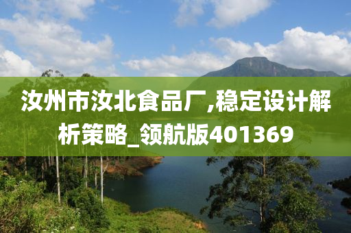 汝州市汝北食品厂,稳定设计解析策略_领航版401369