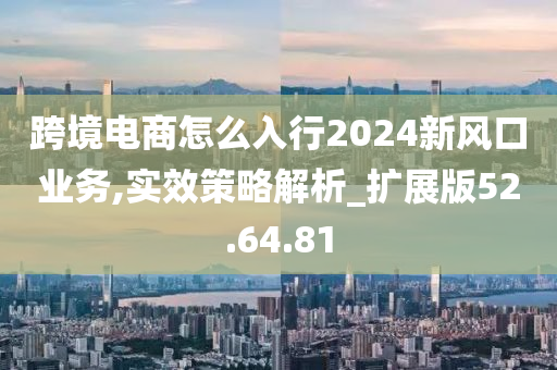 跨境电商怎么入行2024新风口业务,实效策略解析_扩展版52.64.81