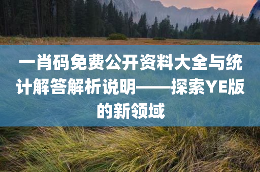 一肖码免费公开资料大全与统计解答解析说明——探索YE版的新领域