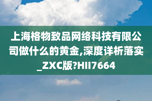 上海格物致品网络科技有限公司做什么的黄金,深度详析落实_ZXC版?HII7664