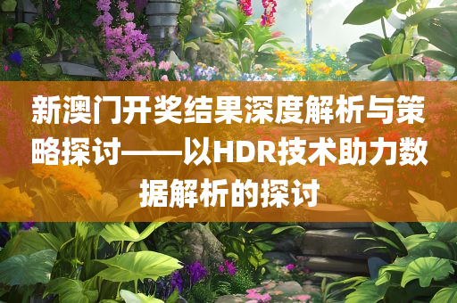 新澳门开奖结果深度解析与策略探讨——以HDR技术助力数据解析的探讨