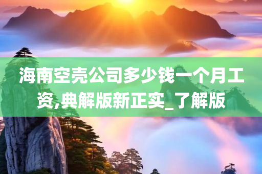 海南空壳公司多少钱一个月工资,典解版新正实_了解版