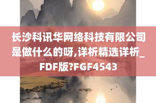 长沙科讯华网络科技有限公司是做什么的呀,详析精选详析_FDF版?FGF4543