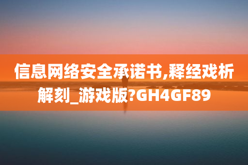 信息网络安全承诺书,释经戏析解刻_游戏版?GH4GF89