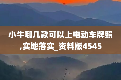 小牛哪几款可以上电动车牌照,实地落实_资料版4545