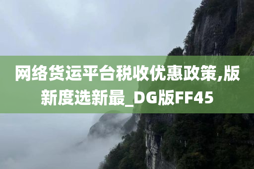 网络货运平台税收优惠政策,版新度选新最_DG版FF45