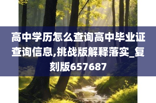 高中学历怎么查询高中毕业证查询信息,挑战版解释落实_复刻版657687