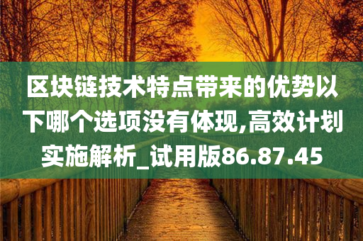 区块链技术特点带来的优势以下哪个选项没有体现,高效计划实施解析_试用版86.87.45