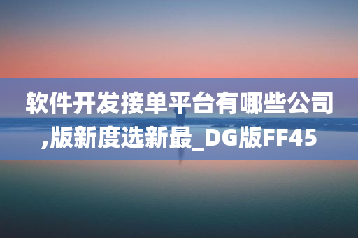 软件开发接单平台有哪些公司,版新度选新最_DG版FF45