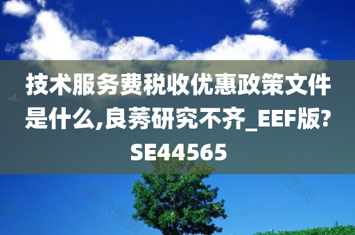 技术服务费税收优惠政策文件是什么,良莠研究不齐_EEF版?SE44565