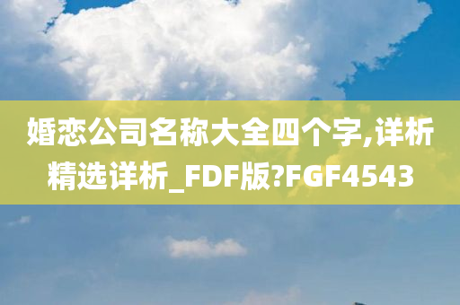 婚恋公司名称大全四个字,详析精选详析_FDF版?FGF4543