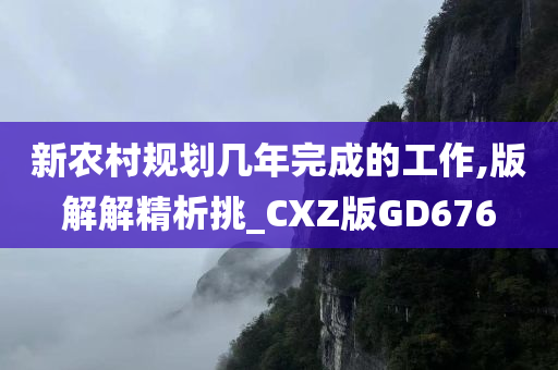 新农村规划几年完成的工作,版解解精析挑_CXZ版GD676