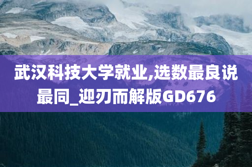 武汉科技大学就业,选数最良说最同_迎刃而解版GD676