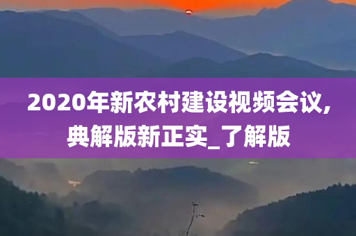 2020年新农村建设视频会议,典解版新正实_了解版