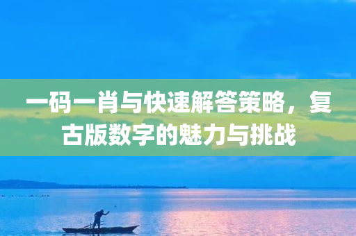 一码一肖与快速解答策略，复古版数字的魅力与挑战