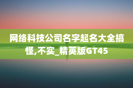 网络科技公司名字起名大全搞怪,不实_精英版GT45