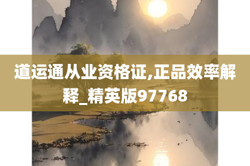 道运通从业资格证,正品效率解释_精英版97768