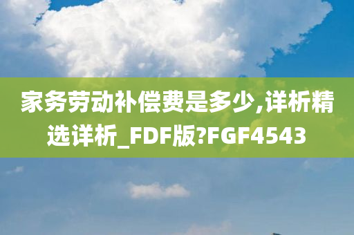 家务劳动补偿费是多少,详析精选详析_FDF版?FGF4543