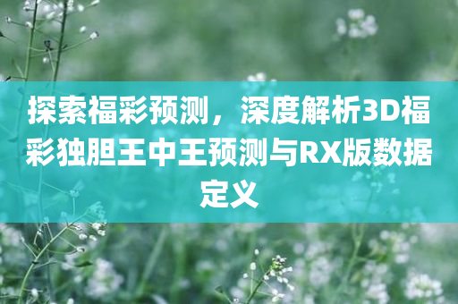 探索福彩预测，深度解析3D福彩独胆王中王预测与RX版数据定义