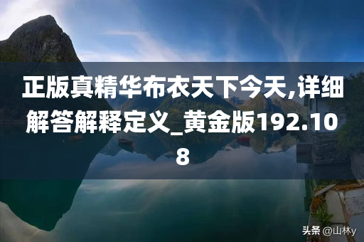 正版真精华布衣天下今天,详细解答解释定义_黄金版192.108