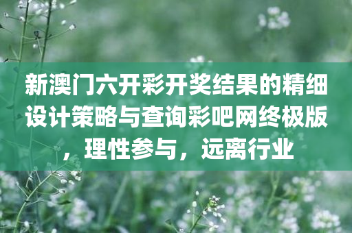 新澳门六开彩开奖结果的精细设计策略与查询彩吧网终极版，理性参与，远离行业