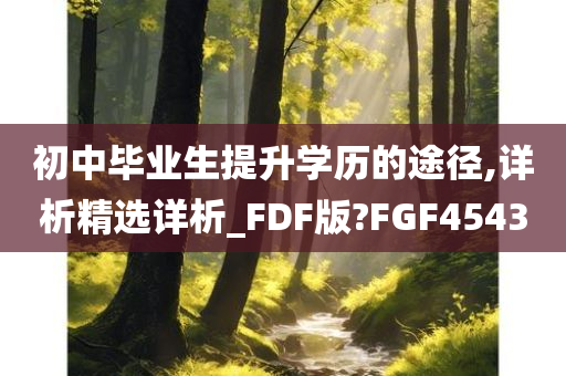 初中毕业生提升学历的途径,详析精选详析_FDF版?FGF4543