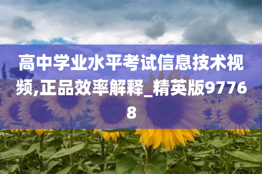 高中学业水平考试信息技术视频,正品效率解释_精英版97768