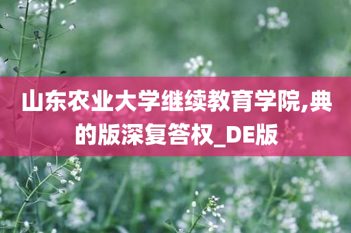 山东农业大学继续教育学院,典的版深复答权_DE版