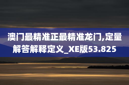 澳门最精准正最精准龙门,定量解答解释定义_XE版53.825