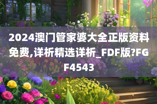 2024澳门管家婆大全正版资料免费,详析精选详析_FDF版?FGF4543